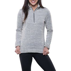 KUHL Womens Alska Quarter Zip Sweater Fleece Lined Cream Gray Size S